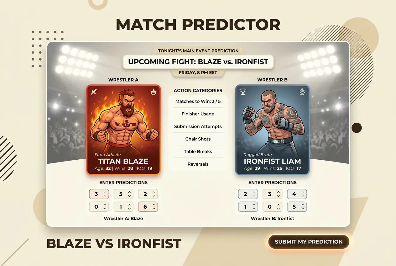 Pro Wrestling prediction interface preview